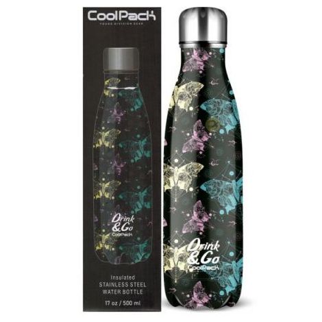 Bidon Coolpack ze stali nierdzewnej, Zodiac Czarny, 500ml - 2
